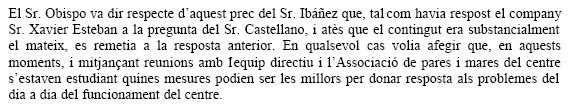 Resposta de l'Ajuntament de Gavà al prec de C's de Gavà on sol·licitaven la presència d'un policia local tant a la sortida com a l'entrada de l'Escola Gavà Mar (27 de Novembre de 2008)